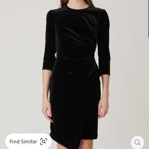 Shoshanna Black Velvet Long Sleeve Dress